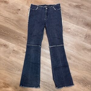Gasoline Y2K 90s Fray Kick Jeans Vintage Juniors 11 Dark Denim